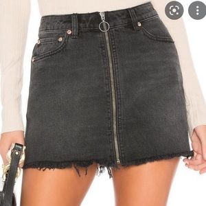 Free People We The Free zip up black denim mini skirt